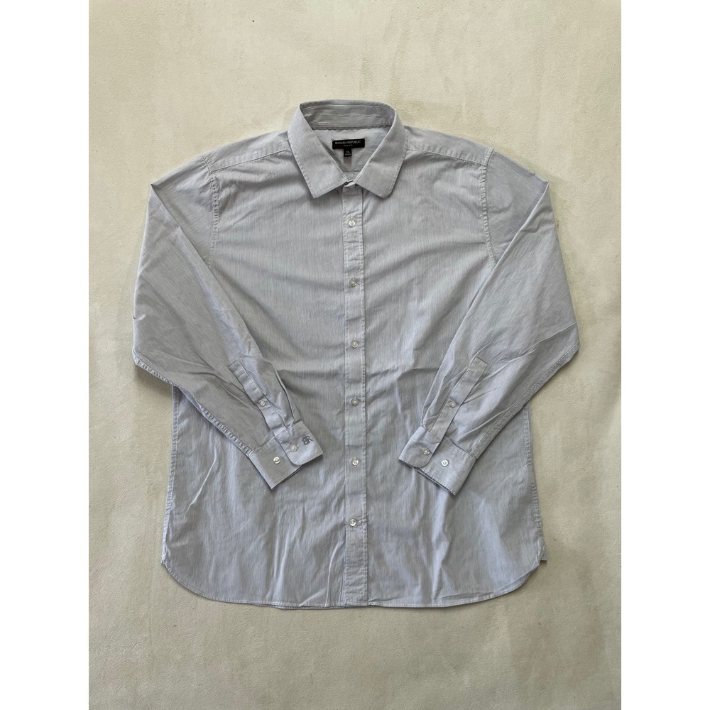 Banana Republic Mens XXL Slim Fit Gray Micro Stripe Button Down Shirt 1781253
